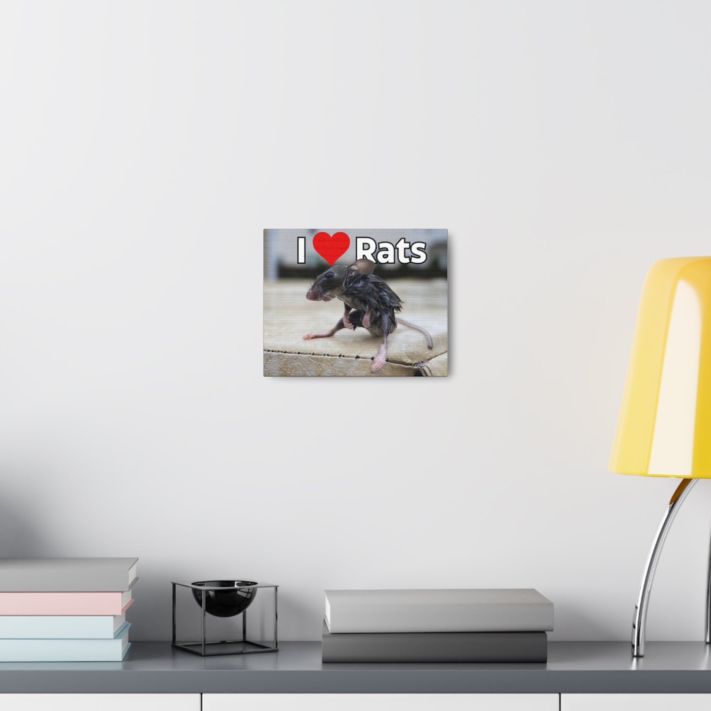 Wet rat Iconic Meme "I love Rats" Canvas Gallery Wrap